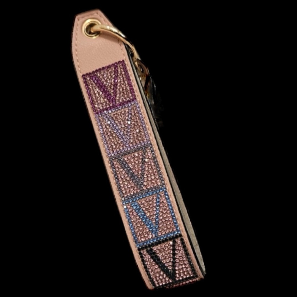 Victoria’s Secret LOGO V PINK RHINESTONE WRISTLET KEYCHAIN STRAP